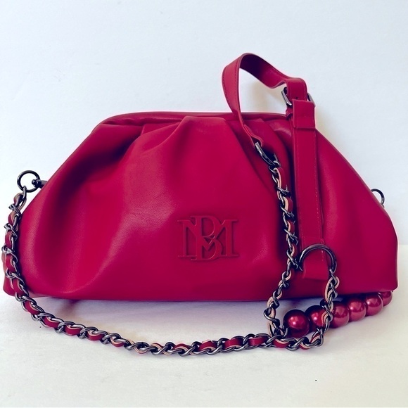 Badgley Mischka Handbags - Badgley Mischka Vegan Shoulder Bag Red Purse Removeable Crossbody Strap Clutch